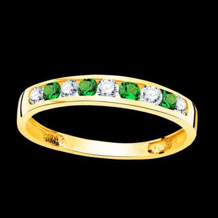 Bague Disque Or Jaune 18 Carats Pierre