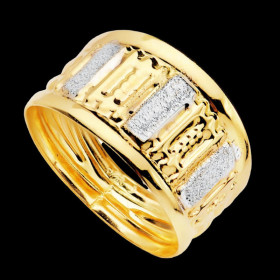 Bague 2 Ors Bande Facettée 9 Carats