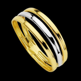 Bague 2 Ors Bicolore trois Fils 18 Carats