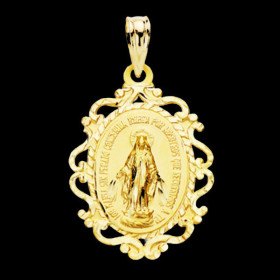 Pendentif Vierge miraculeuse CBF Or jaune 18 Carats