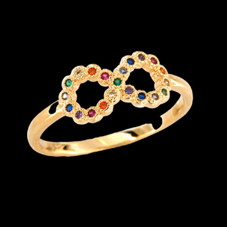 Bague Plaqué Or Infini Couleur