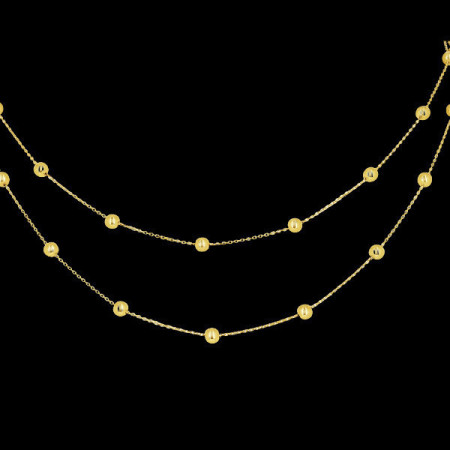 Collier Boules 2 rangs de chaîne Or 18 Carat