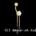 Percing nombril Oxyde de Zirconium chaînes et boules or