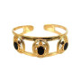 Bracelet Jonc Onyx Plaqué Or