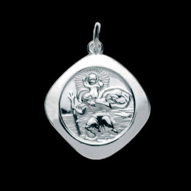 Médaille St Christophe carrée reversible Argent