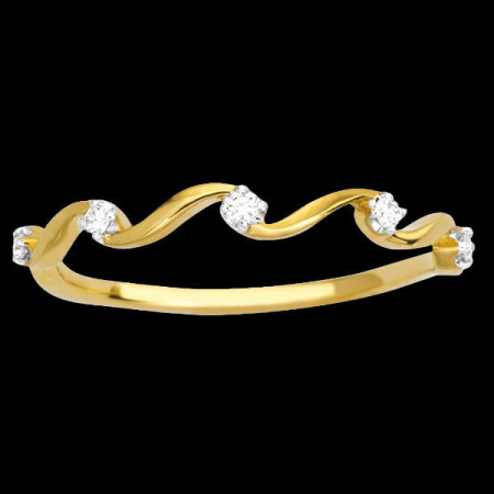 Bague Virgules 5 diamants Or