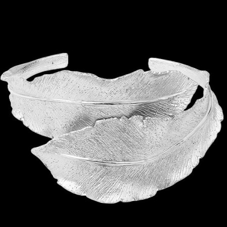 Bracelet rigide feuille banane argent