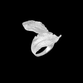 Bague feuilles Banane argent platiné