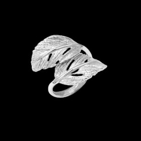 Bague feuilles anthurium argent platiné