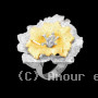 Bague fleur de pavot bicolore argent