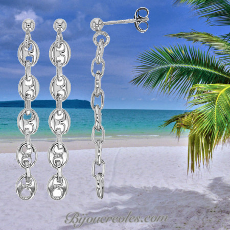 Boucles d'oreilles Pendants grain de café Argent