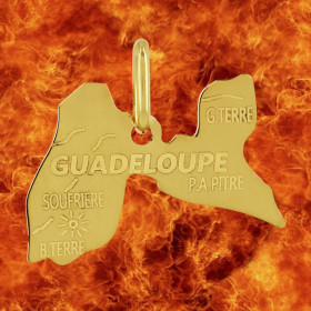 Pendentif Carte de la Guadeloupe Or