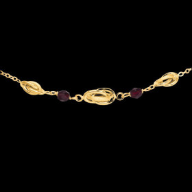Collier 3 Noeuds Forçat cristaux Grenat Or 18 Carats