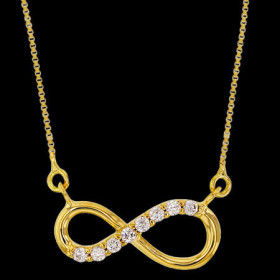 Collier infini lisse et oxydes Or 9 Carats