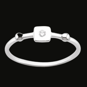 Bague Motif Carré avec Oxyde de Zirconium Argent