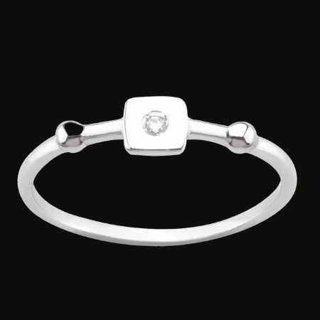 Bague Motif Carré avec Oxyde de Zirconium Argent