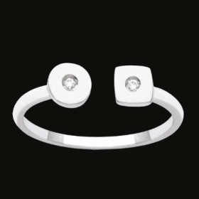 Bague motifs Carré et Rond avec 1 Zircone Argent