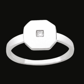 Bague motif Octogone Oxyde Zirconium Argent
