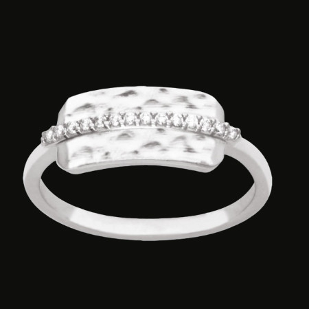 Bague Plaque ligne Oxydes de Zirconium Argent