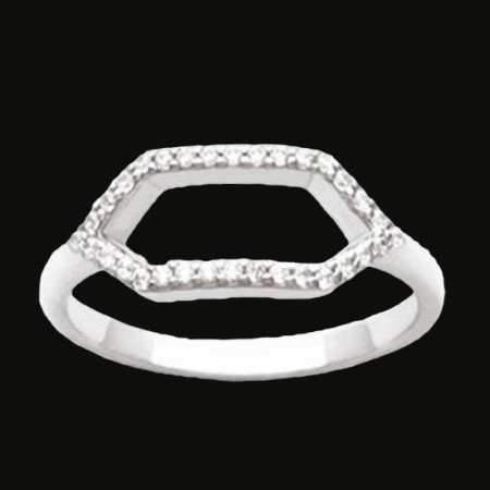Bague forme pointe avec Zircones Argent