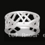 Bague larges motifs géométriques avec Zircones Argent