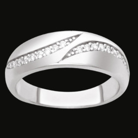 Bague motif Virgules avec Zircones Argent