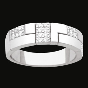 Bague Motif Carrés avec Zircones Argent