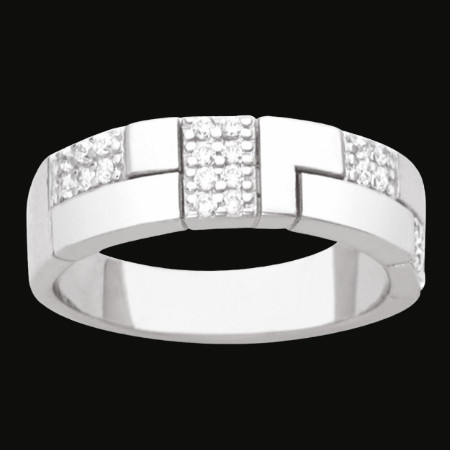 Bague Motif Carrés avec Zircones Argent