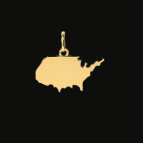Pendentif Carte USA Amérique Or Jaune