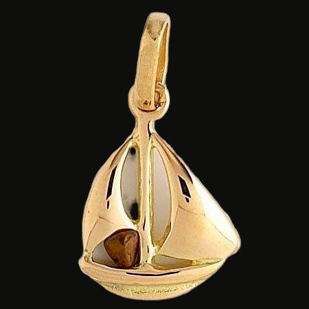 Pendentif Créoles Bateau a Voilier Or Jaune