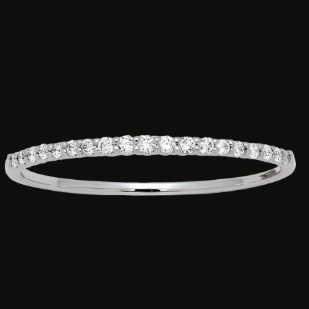 Demi-Alliance serti griffes 19 diamants Or gris 18 Carats