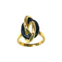 Bague Émail Noir Noeud Força Plaqué Or