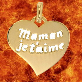 Pendentif coeur 'Maman je t'aime' Or 9 Carats