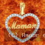 Pendentif coeur oxydes 'Maman' Or 9 Carats