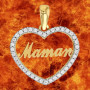 Pendentif coeur oxydes 'Maman' Or 9 Carats