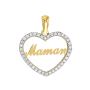 Pendentif coeur oxydes 'Maman' Or 9 Carats