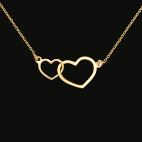 Collier Deux Coeurs entrelacés Or jaune 18 Carats