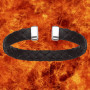 Bracelet Jonc cuir noir Argent 925 Rhodié