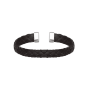 Bracelet Jonc cuir noir Argent 925 Rhodié