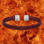 Bracelet Jonc cuir bordeaux O Z Argent Rhodié