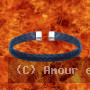 Bracelet Jonc cuir bleu Argent 925 Rhodié