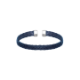 Bracelet Jonc cuir bleu Argent 925 Rhodié