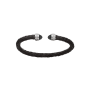 Bracelet Jonc rond cuir noir OZ Cristaux noirs Argent