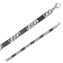 Bracelet acier maille figaro triple plaques motifs acier noir