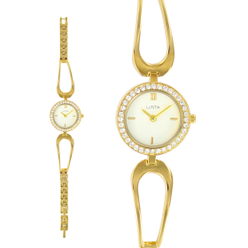 Montre Lutetia boîtier et bracelet métal doré 2 aiguilles