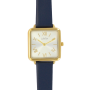 Montre Lutetia boîtier carré métal doré cadran bleu marine