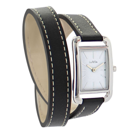 Montre Lutetia boîtier carré métal cadran blanc