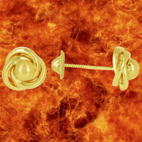 Boucles d'oreilles 3 cercles et demi-boule Or