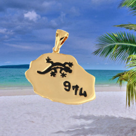 Pendentif Réunion 974 Plaqué or