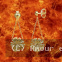 Boucles d'oreilles pendantes Hibiscus Or 18 Carats